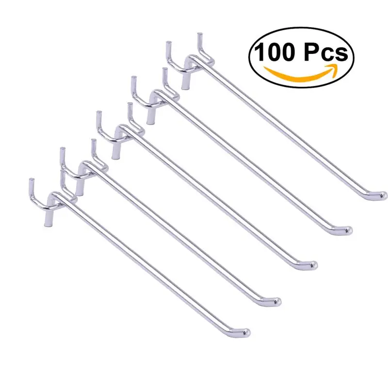 OUNONA 100PCS Metal Peg Board Pegboard Hooks Garage Work Shop Storage