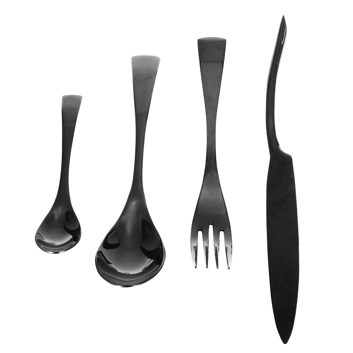 4pcs Stainless Steel Black Cutlery Set Wholesale Cutlery Fork Spoon Teaspoon For Kitchen Dinnerware Tableware