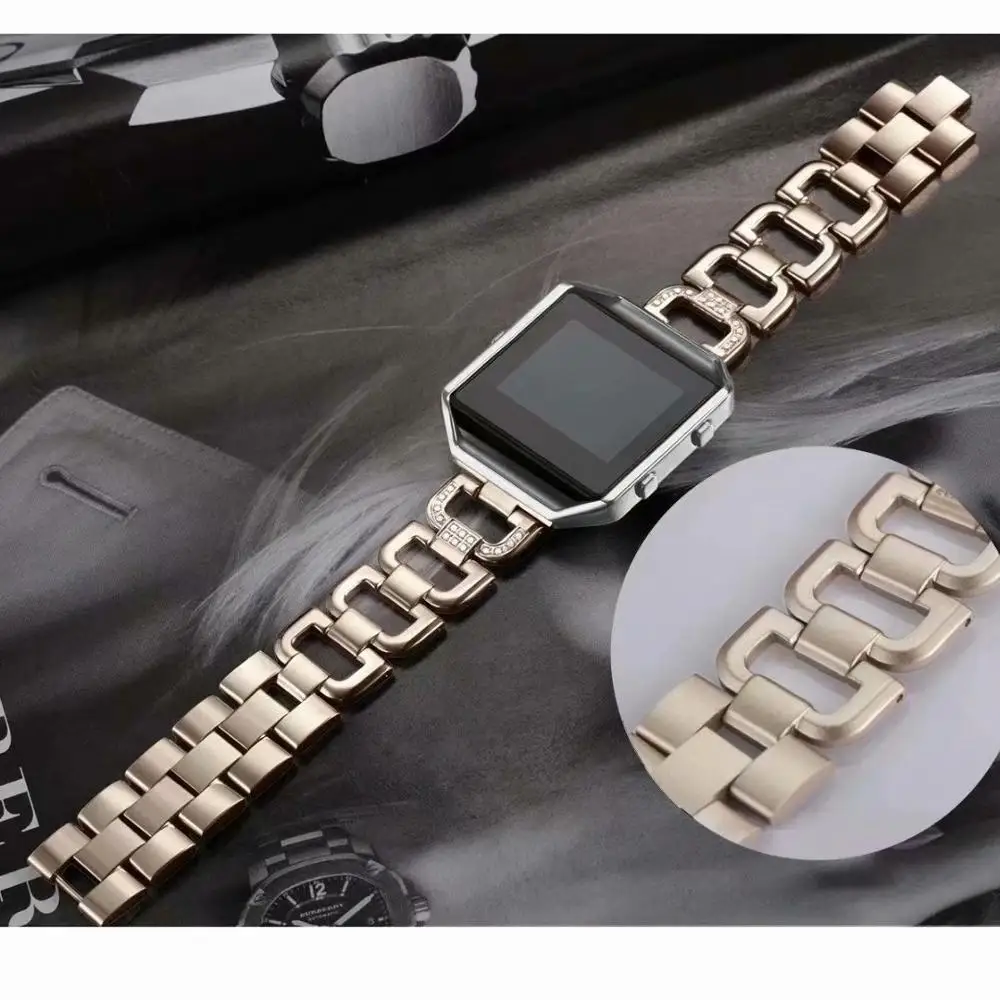 Модный ремешок для наручных часов Diamond Нержавеющая Сталь Браслет для Fitbit Blaze Смарт фитнес наручные часы интимные аксессуары замена ремешок
