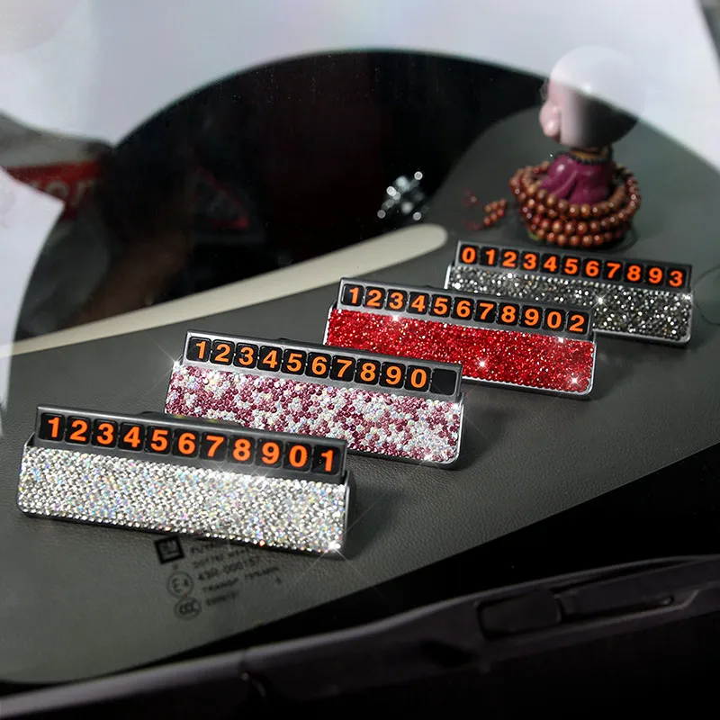 Car-Styling-Crystal-Rhinestones-Temporary-Parking-Card-Phone-Number-Card-Plate-Telephone-Number-Card-Car-Sticker-2