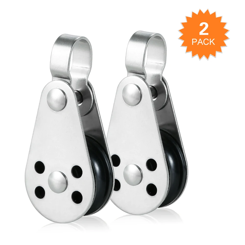 

2PCS Stainless Steel Pulley Blocks Pad Eyes Rope Runner for Kayak Canoe Boat Anchor Trolley Kit Kayak Accessories