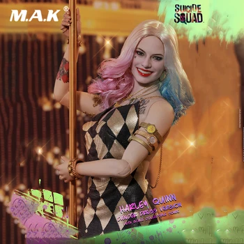 

In Stock 1/6 Full Set Joker Girl Suicide Squad Harley Quinn Figure Gold Dancer Dress Version Model for Fans Collection Gifts