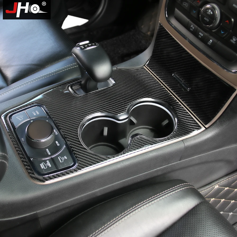 JHO настоящий карбоновый подстаканник панель Накладка для Jeep Grand Cherokee 2014 2020 2019 2018