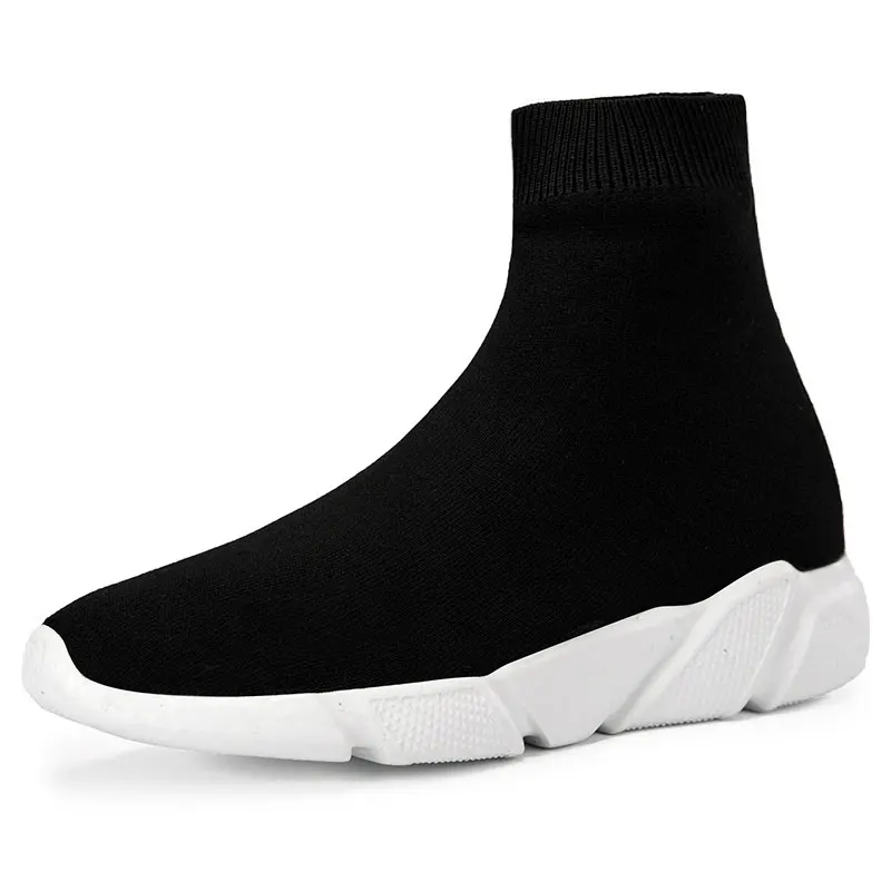 MWY Mens Shoes Casual Warm Stretch Socks Sneakers Zapatos De Hombre Non Slip Mens Trainers Outdoor Walking Shoes Plus Size - Цвет: Black