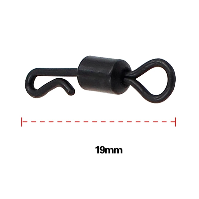 20Pcs/Lot Large Long Body Q-Shaped Black Quick Change Swivels for Carp Fishing Accessories Size 4# Fishing Terminal Tackle Pesca