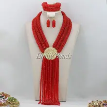 Красный костюм Африканский комплект ювелирных изделий ручной работы в нигерийском стиле Бусины Ожерелья для мужчин Наборы для ухода за кожей свадебные туфли в африканском стиле Наборы свадебных ювелирных изделий amj780