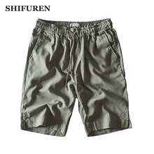 SHIFUREN летние резинка на талии повседневные мужские пляжные шорты до колена дышащее повседневное хлопковое белье шорты брюки Размер M-3XL