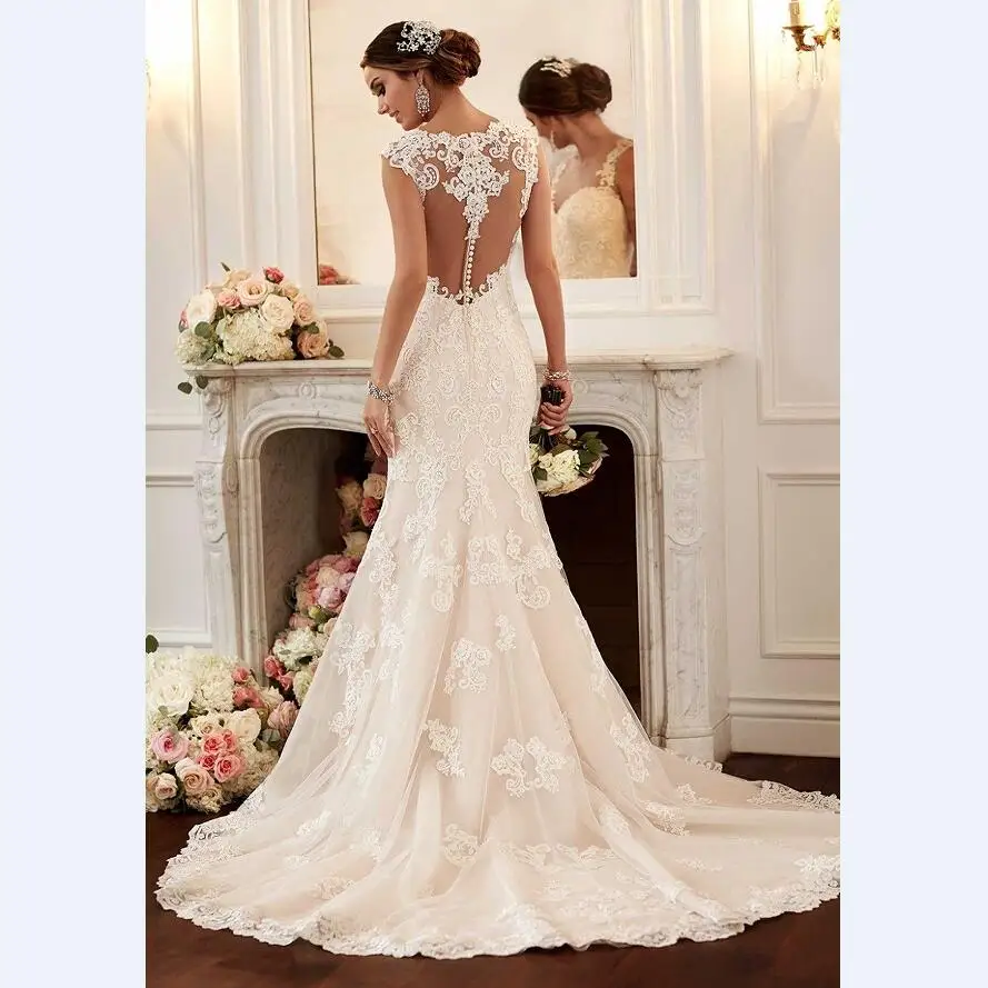 2016 Новый Кружева Милая Русалка Свадебное Платье с кнопкой назад|wedding dress|gown wedding