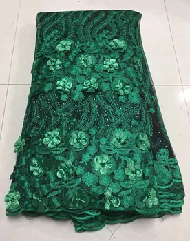 

African Beaded Lace Fabric 2019 High Quality Lace Material Wine French Lace Fabric Nigerian Tulle Mesh Lace Fabrics