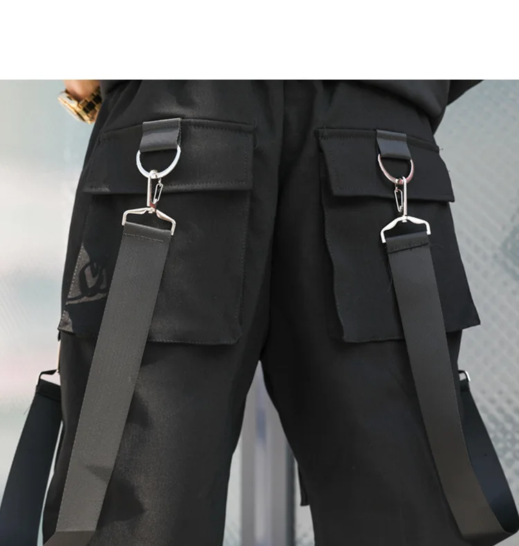 Multi poche Shorts Danse Conception Hip Taille Punk Élastique Homme Occasionnel Rue Harem Court Hop Pantalon Joggers Hommes qPwT7A4