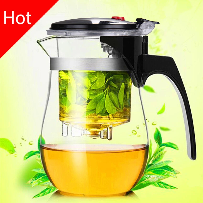 Hot sale 500ml Heat Resistant Glass Tea Pot Flower Tea Set Puer kettle Coffee Teapot Convenient