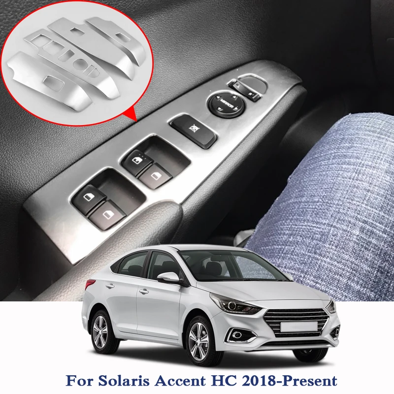 Автомобильный Стайлинг, внутренние двери, окна, лифт, переключатель с блестками для hyundai Solaris Accent HC-, внутренние наклейки, внутренняя рамка