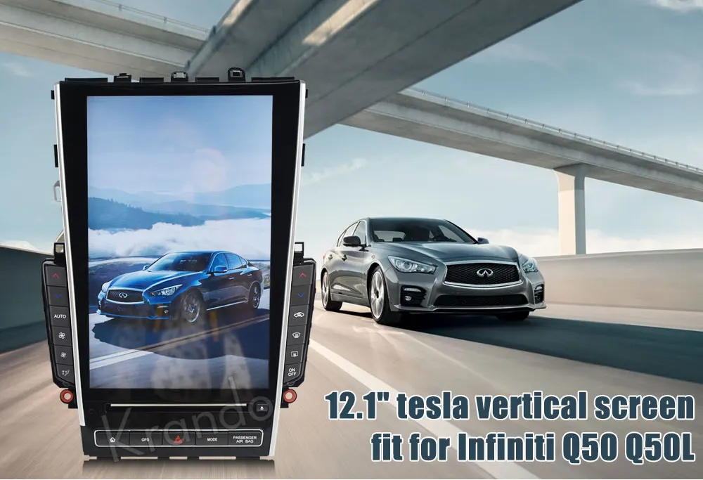 Clearance Krando Android 7.1 12.1" Tesla Vertical screen car navigation system GPS for Infiniti Q50 Q50L multimedia player audio radio BT 9
