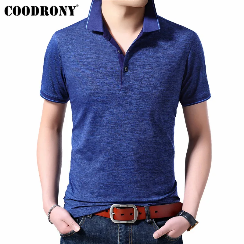 

COODRONY T Shirt Men Clothing 2019 Spring Summer Short Sleeve T-Shirt Men Business Fashion Casual Turn-down Collar Tshirt S95116