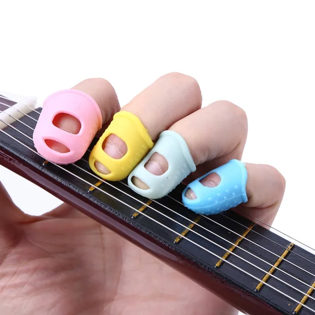 4pcs Silicone Guitar Picks Rings Thumb Pick Finger Picks Protector