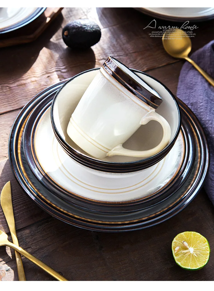 Скандинавский стиль набор керамической посуды тарелки для Продуктов Салат блюдо для стейков Ресторан Посуда десертная чаша домашний фарфор чашка для напитков