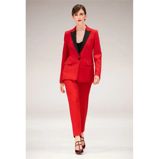 New Office Lady Red Trouser Suit Womens 