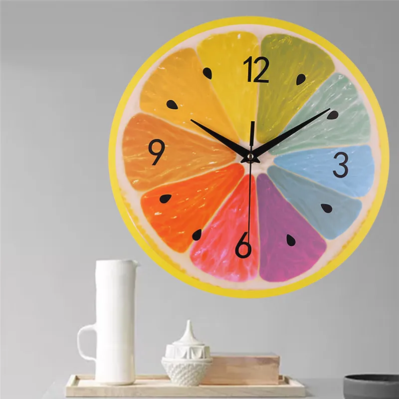 

New Fruit Pattern Decor Wall Clocks 1pc Silent Sweep Elegant Creative Clock Home Decoration Modern Home Decor Clock freeship M5