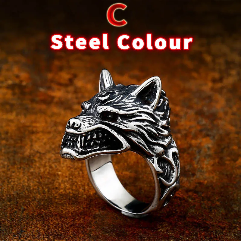 Байер 316L, нержавеющая сталь, норвежский викинг, нордическая голова волка, мужской амулет, символ Одина, Руна,, кольцо, модное ювелирное изделие LR534 - Цвет основного камня: C STYLE-white