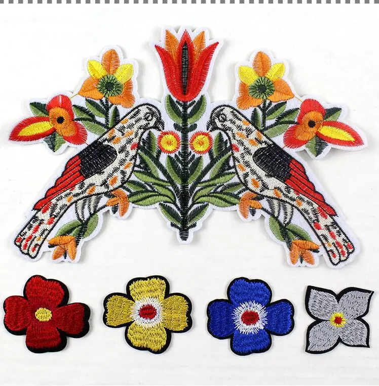 1set flowers birds logo diy decorative accessories sew patch fabric