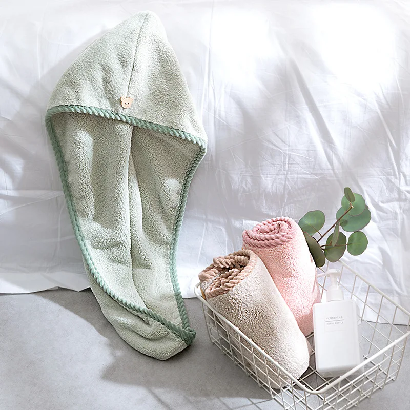 

Hair Towel Wrap,Hair Drying Towel with Button, Hair Towel, Dry Hair Hat,Bath Hair Cap,Turban For Drying Curly, Long & Thick Hair