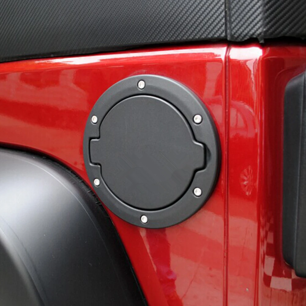 

Black Feul Cap For Jeep Wrangler Aluminu +ABS Fuel Tank Cover Oil Case Fuel Door GasTank Cover Fit For Wrangler 2 Doors 4 Doors