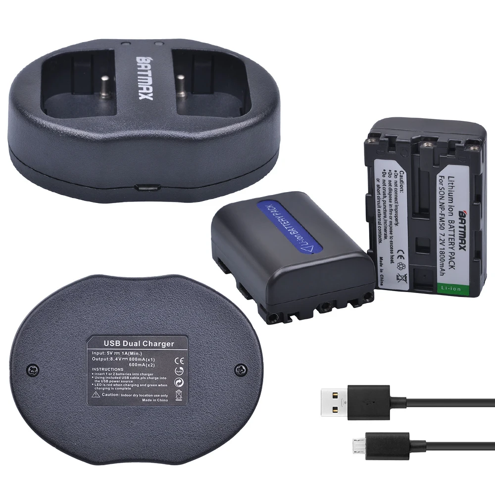 2 шт. NP FM50 FM55H батареи и двойное USB зарядное устройство для Sony FM51 FM30 DCR PC101 серии A100 DSLR