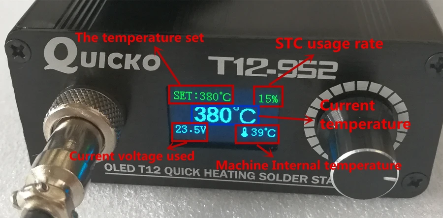 electronics soldering kit STC T12 952 Soldering StationOLED Digital Electronic Soldering iron and 907 plastic handle welding iron tip without power cable rework station