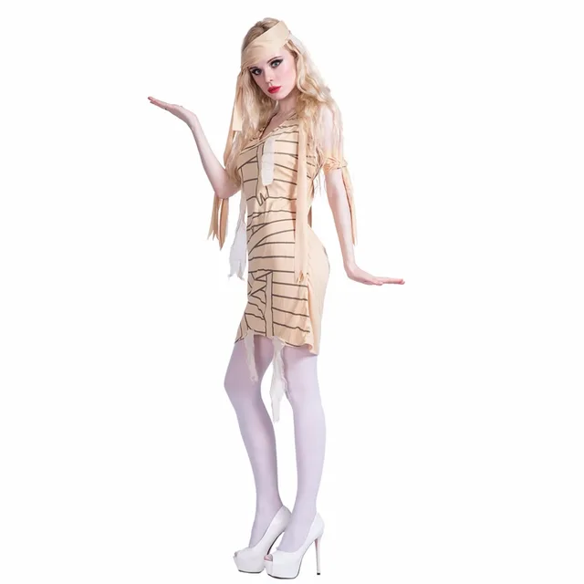 2019 New Ancient Egypt Mummy Cosplay Girl Women Halloween Costume Female Carnival Party Warped Fancy Dress Headpiece - Image 2