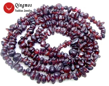 

Qingmos 32" Natural Garnet Necklace for Women with 6-7mm Brown Baroque Garnet Long Necklace Fine Jewelry colar femme nec5614