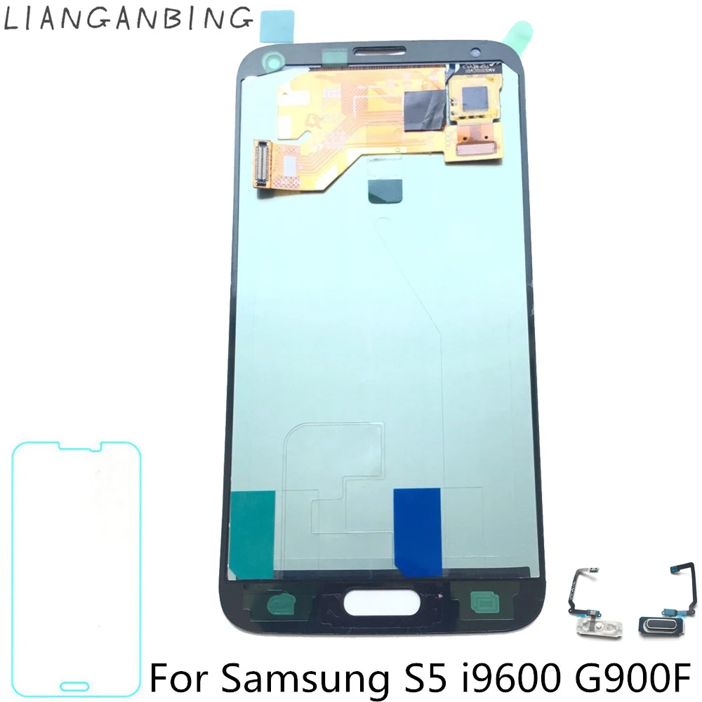 

lianganbing 100% Tested Working LCD Display Touch Screen Assembly For Samsung Galaxy S5 i9600 G900F With Sticker Black/White