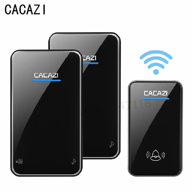online CACAZI Preto Branco Campainha Sem Fio À Prova D Água Plug UE 200 m Controle Remoto Porta Bell Chime Inteligente 1 Puch Botão 3 campainhas Receivers