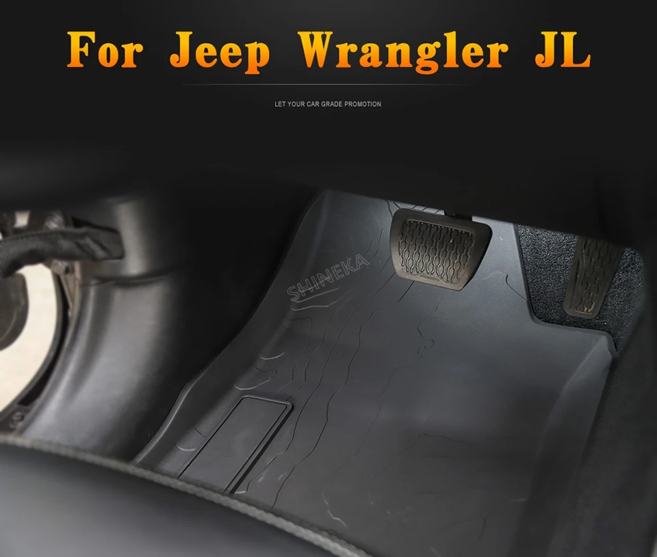 1SHINEKA Original Rubber Floor Mats for Jeep Wrangler JL 2018 4 Door Rear Floor Mat Pad Liner Carpets For Jeep Wrangler Sahara JL