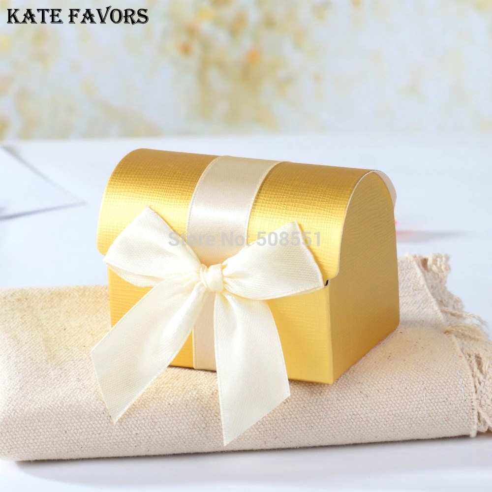 New Wedding Party Favors And Gifts Candy Box Gold Mini Treasure Chest