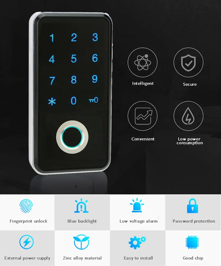 Новое поступление Умный Замок для шкафчика со сканером отпечатков пальцев цифровая кнопочная панель для сейфа Поддержка пароль и разблокировка отпечатков пальцев