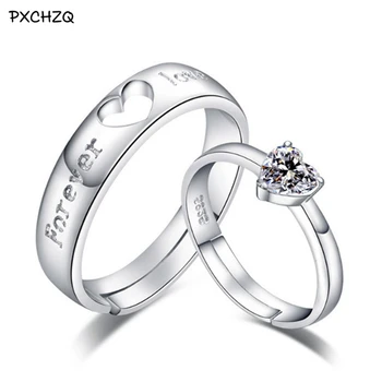 

Fashion brand jewelry opening adjustable ring heart - shaped eternal opening couple silver ring ring girls fine jewelry