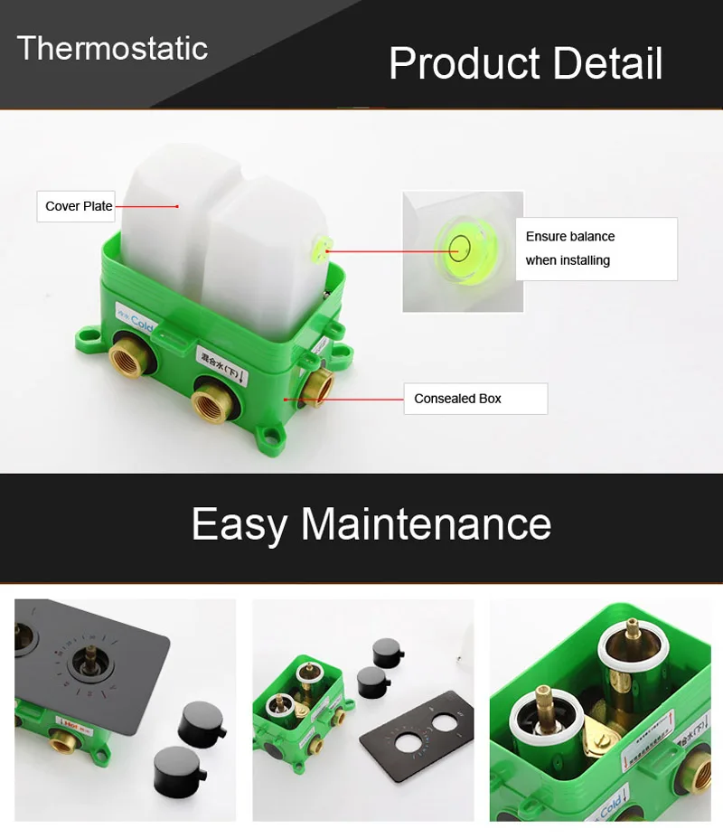 Термостатический Золотой душевой клапан скрытый встроенный ящик душевой кран клапан двойная ручка регулирующий клапан крана