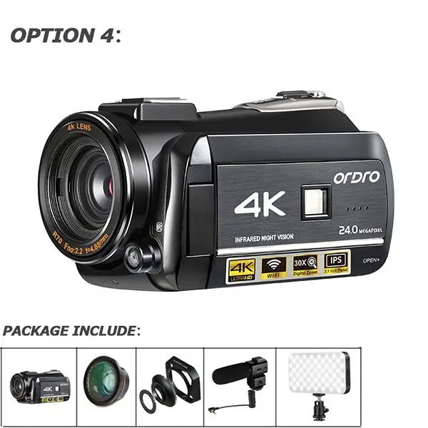 ORDRO HDR AC3 UHD 4K цифровые видеокамеры FHD 1080P 24MP WiFi 3 0 &quotсенсорный экран 30x зум Мини DV Cam