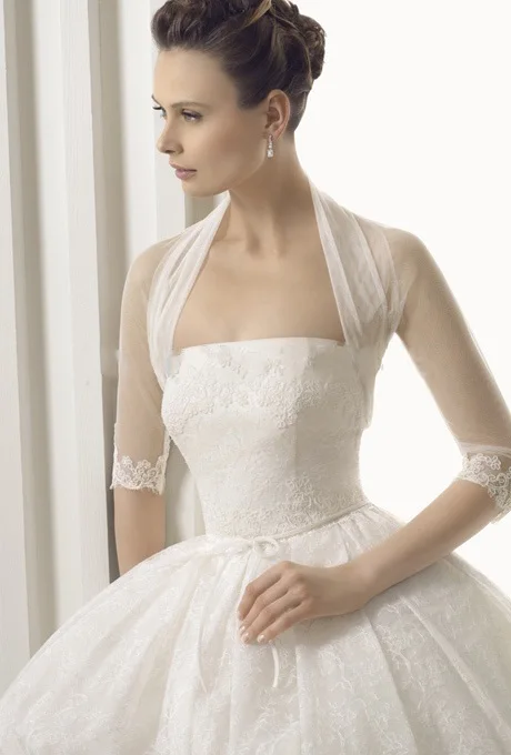 2015 HOT SALE Long 3/4 Sleeve Lace Bridal Bolero Jacket FREE Shipping Elegant Cheap Tulle Wedding Jackets | Свадьбы и торжества