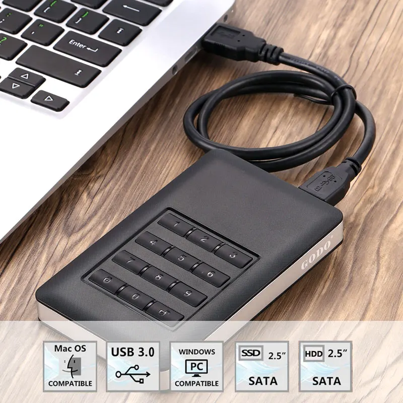 SATA II 5 Гбит/с USB 3 0 защитный чехол военный класс зашифрованный Безвинтовой HDD/SSD