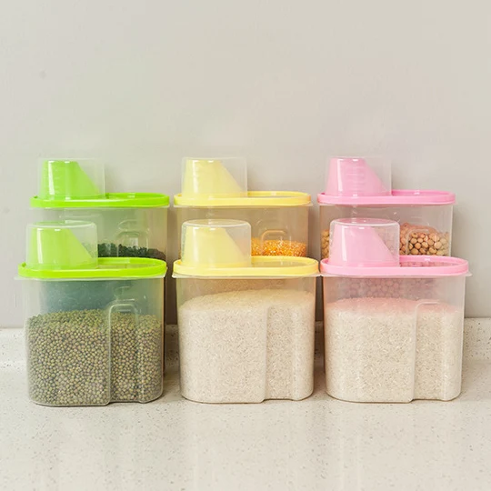 Пластиковый диспенсер для зерновых культур ящик для хранения Кухня пищевой для зёрен контейнер для риса Кухня пшеничной муки, зерна ящик