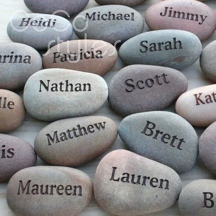  Cocostyles bespoke rustic cobblestone name card with hand writing for calligrapher wedding party in - 32891181352