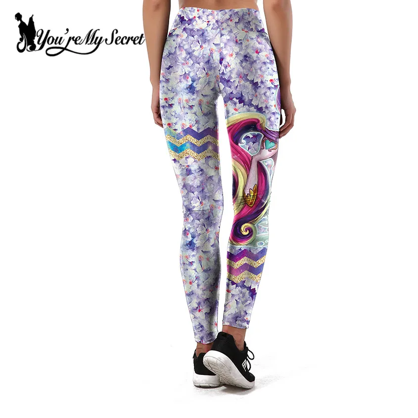 Женские леггинсы с принтом You're My Secret высокой талией для фитнеса|leggings unicorn|fitness