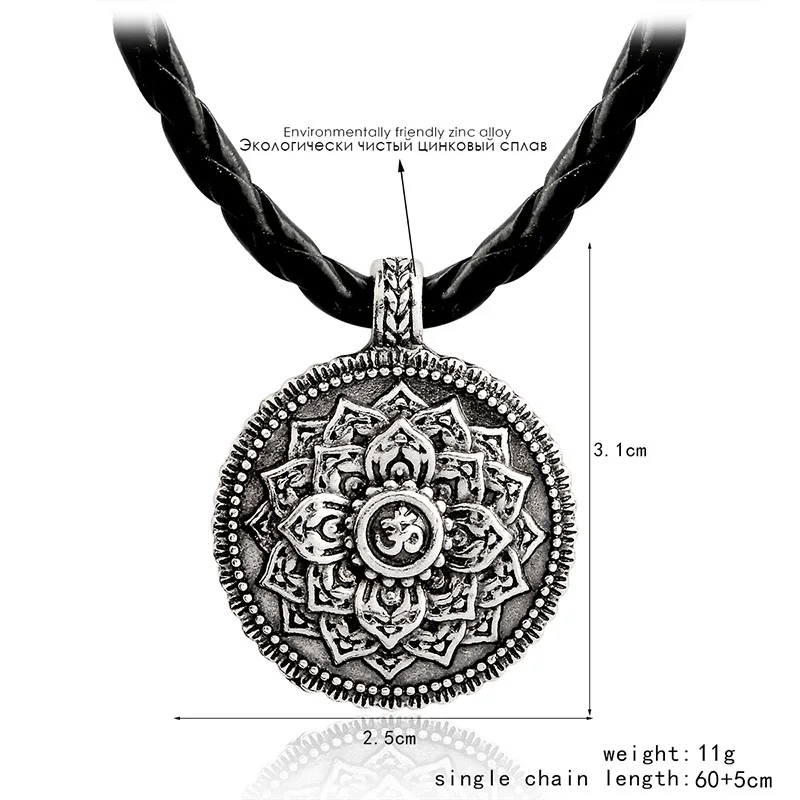 FENGLI Античный Серебристый Круглый ожерелье s для женщин и мужчин тибетская Мандала Шарм этническое ожерелье кулон ювелирные изделия подарок