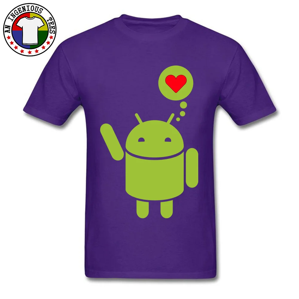 NormalDesign Short Sleeve Tops Shirts Summer Fashion O-Neck Pure Cotton Tee Shirts Male T-Shirt Droid in Love  Droid in Love purple