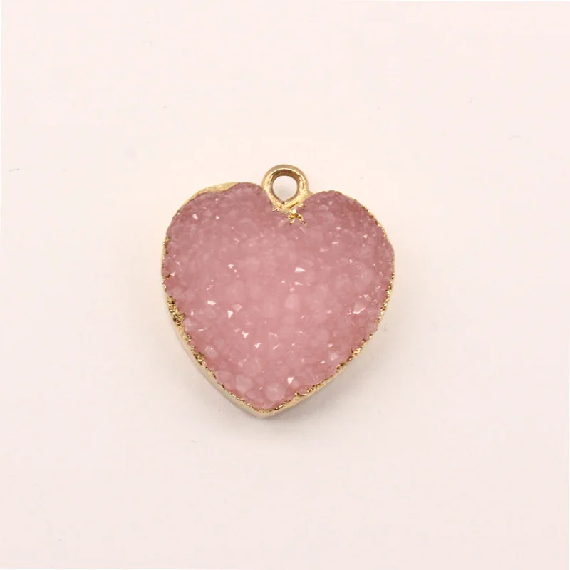 2 шт. розовое сердце ожерелье из смолы браслеты с подвесками Сделай кулон сделать ручной работы серьги браслет Для женщин ювелирные украшения в подарок F321 - Окраска металла: pink