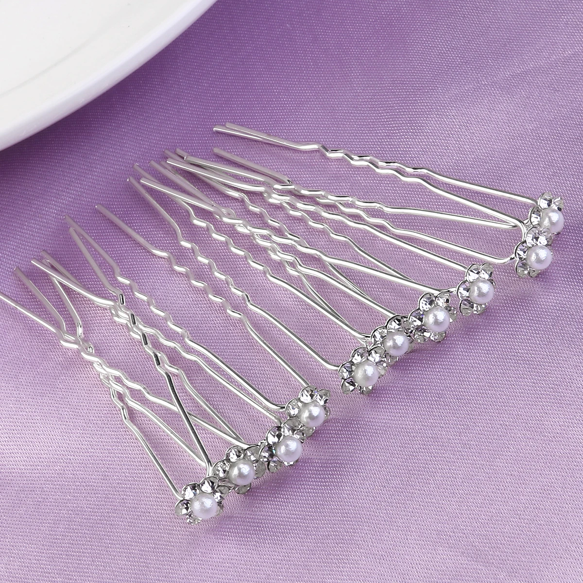 Buy 10pcs Women's Bridal Pearl Rhinestone Decorated U