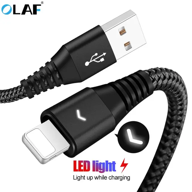 Best Offers OLAF 0.3M 1M 1.8M Nylon LED USB Cable for Apple iPhone X XS MAX XR 7 8 6 6S Plus 5S Charger For Lightning Cable & Data Transfer Best Offers OLAF 0.3M 1M 1.8M Nylon LED USB Cable for Apple iPhone X XS MAX XR 7 8 6 6S Plus 5S Charger For Lightning Cable & Data Transfer