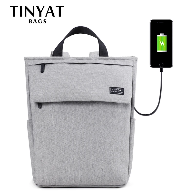 

TINYAT Men's Backpack USB Anti theft Laptop Backpack Polyester Backpack for School Backpack for Boy Girl Travel mochila kanken