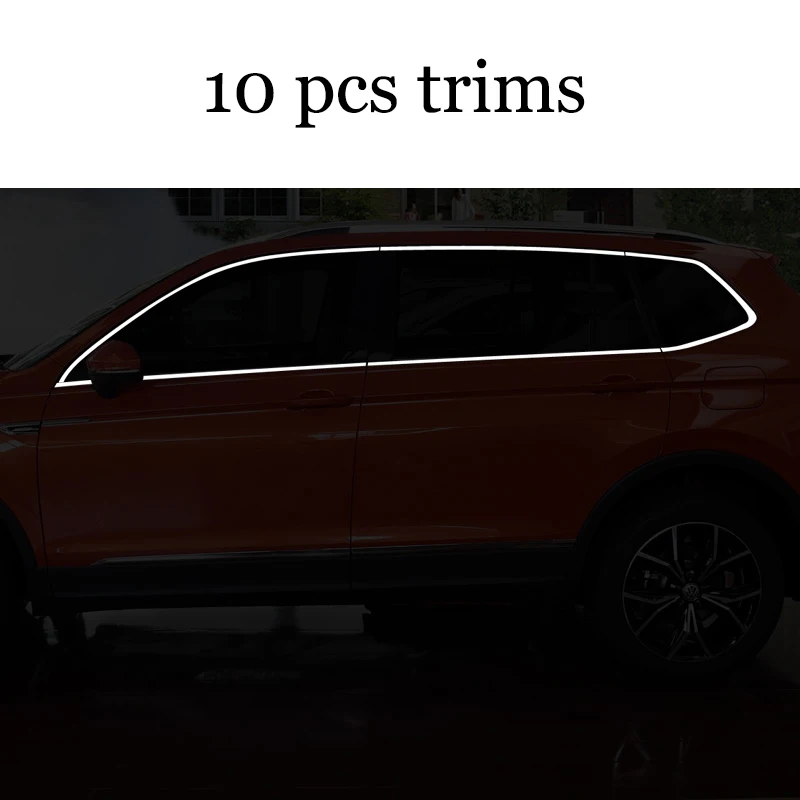 Lsrtw2017 304 нержавеющая сталь окна автомобиля планки для volkswagen tiguan L 2nd generation - Название цвета: 10 pcs trims